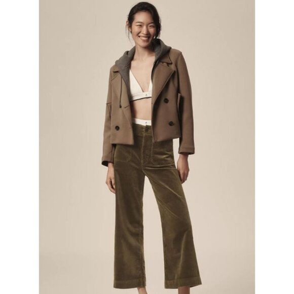 NWT Size 32 -Maeve The Colette Cropped Wide-Leg Corduroy Pants MOSS (NWT US$138) - Picture 3 of 16